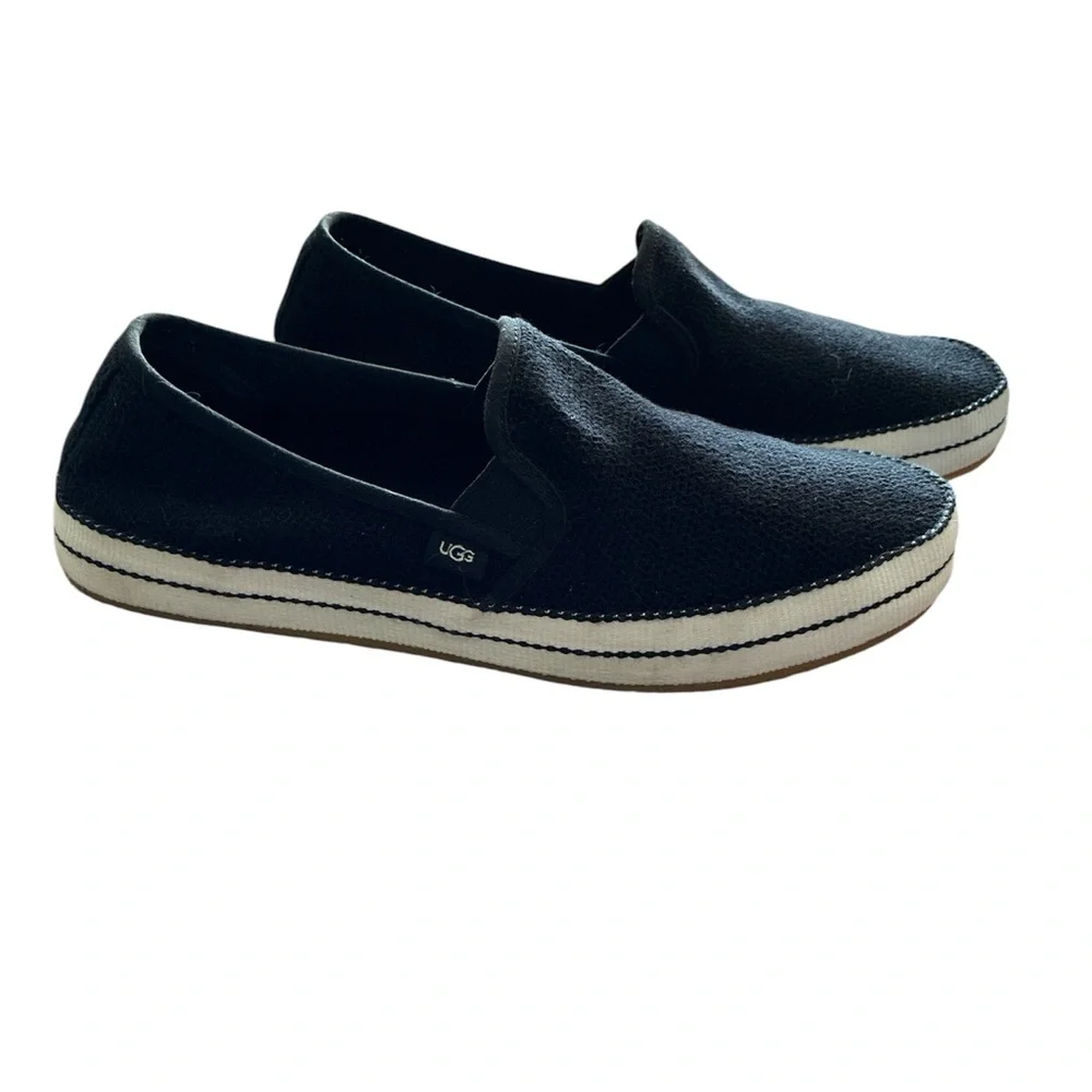 UGG Bren Mesh Slip-On Sneakers Textured Flats Slippers Rubber Sole Black Size 10
